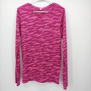 Under Armour Pink Camo Patterned  Thermal Weave Long Sleeve Top
